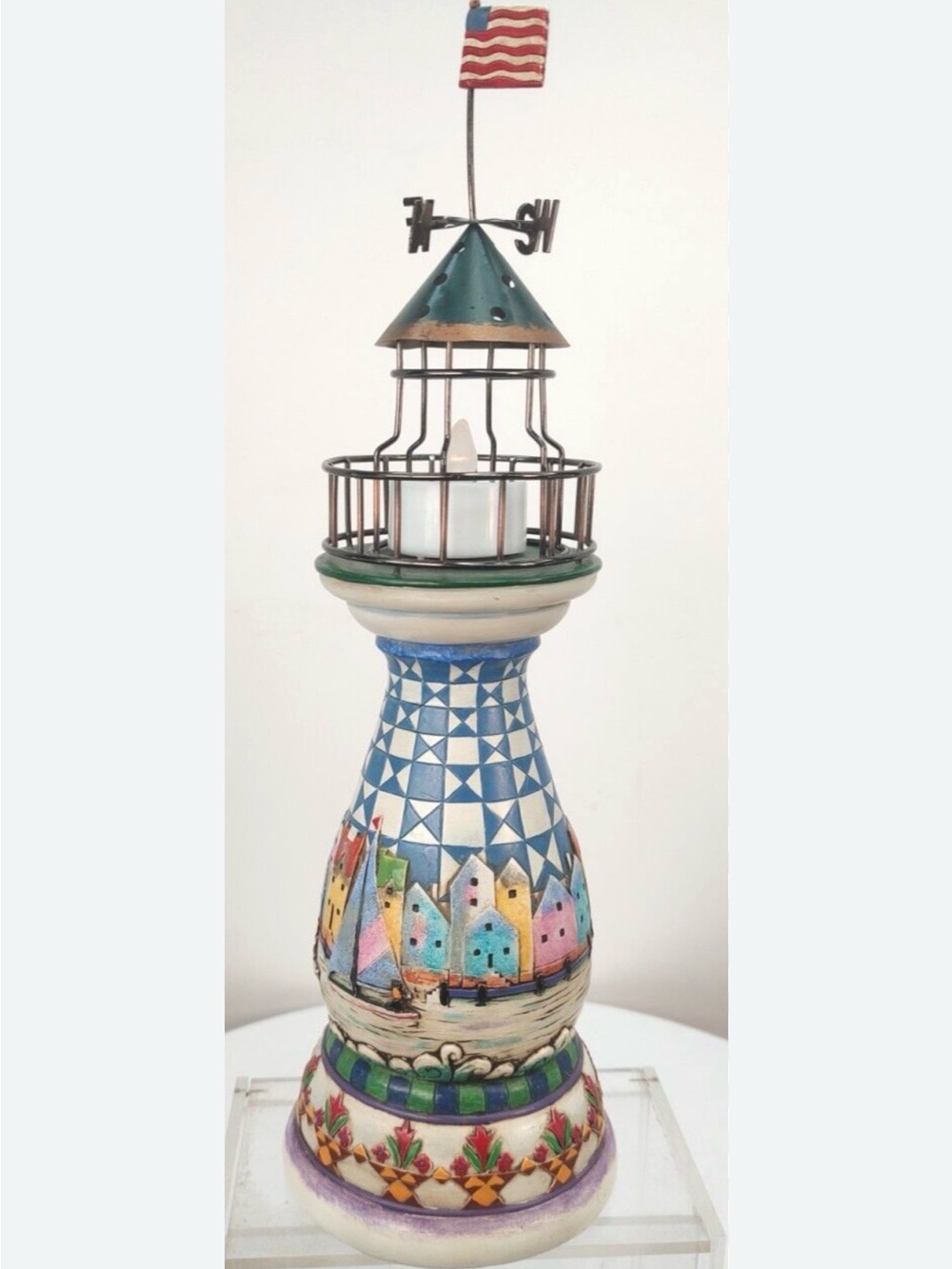 Jim Shore “A Beacon to Light the Way” Lighthouse Candle Holder Coastal Folk Art